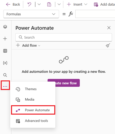 Screenshot that shows where the Power Automate section is located.