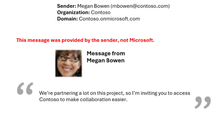 Screenshot of the invitation message in the email.