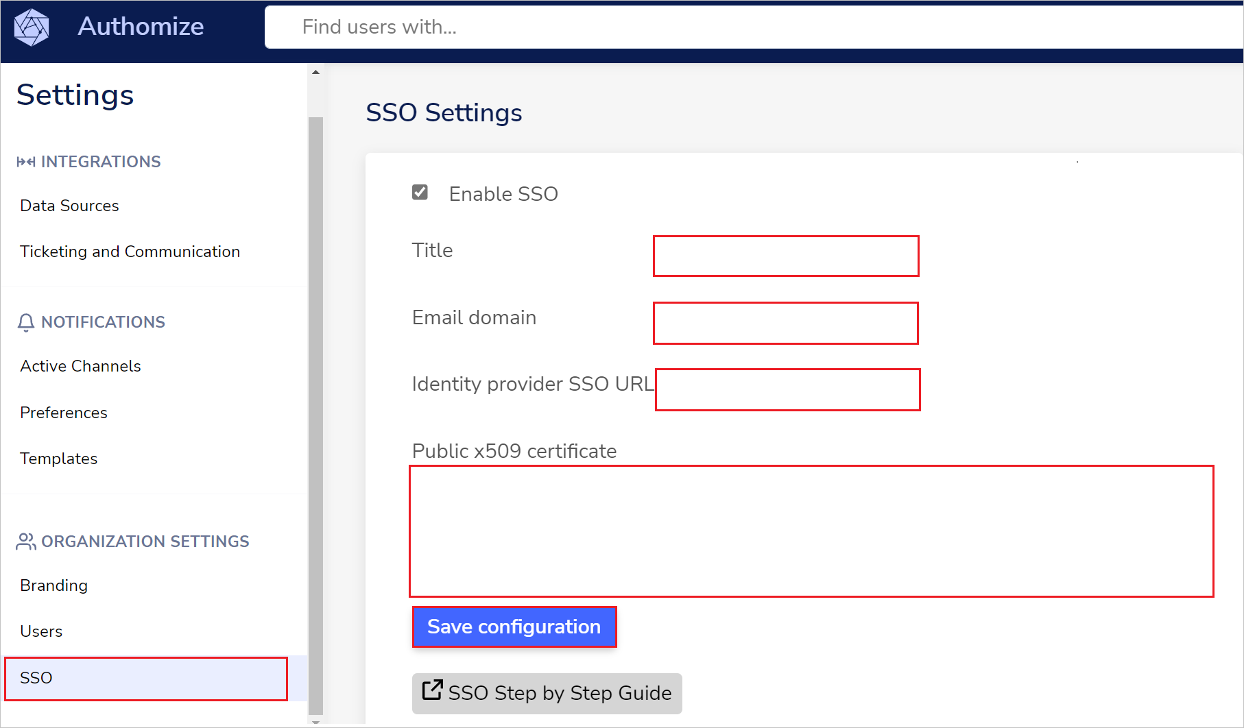 Configuration Screenshot that shows the Configuration Settings.