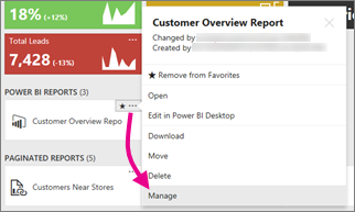 Screenshot showing Select Manage.