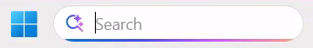 An image showing the task bar with a magnifying glass and sparkles icon on a Cloud PC