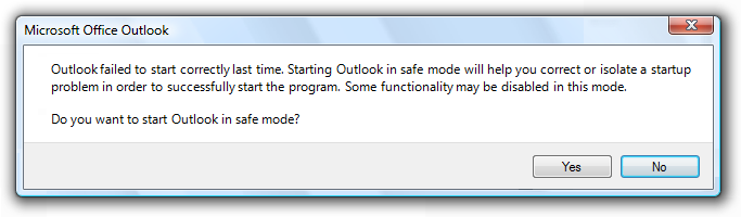 screen shot of message with yes/no button labels