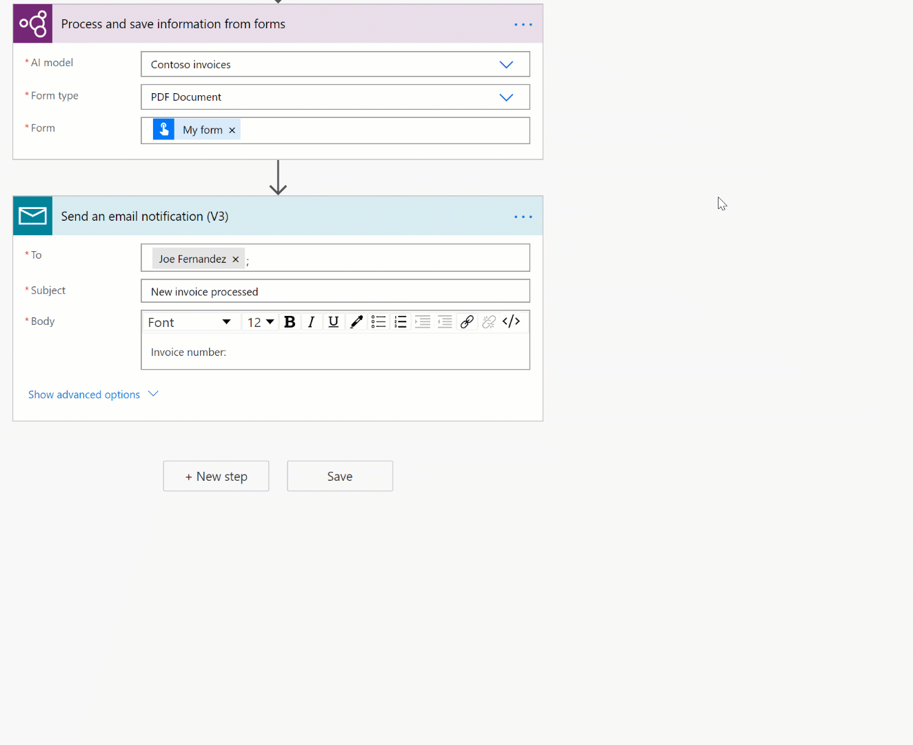 Add the expression above into the input field of an action in your cloud flow. Remember to replace the first parameter of the expression by the document processing output you want to remove blank spaces. Animation of the Replace spaces expression.