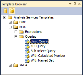 Template Explorer, filtered for Analysis Services Template Explorer, filtered for Analysis Services