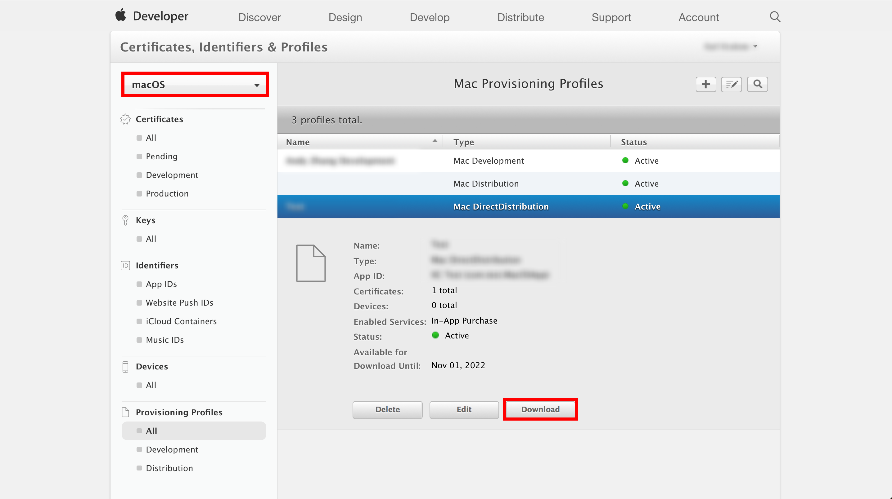 Download provisioning profile