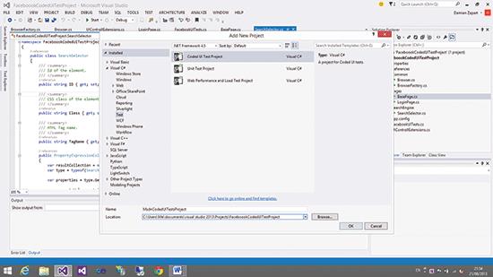 Creating a New Coded UI Test Project