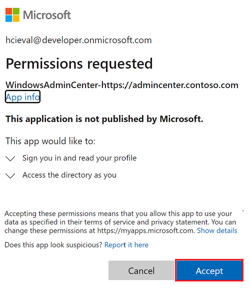 Provide consent to give the Azure registration app cluster registration perms