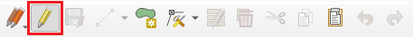 A screenshot showing editing mode on the digitizing toolbar.
