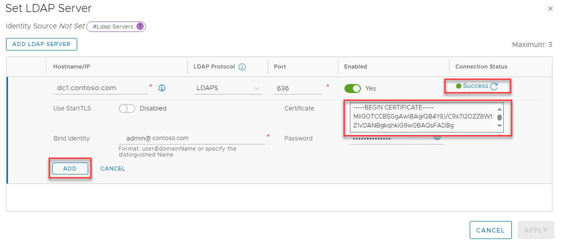Screenshot that shows details of a successful certificate retrieval.