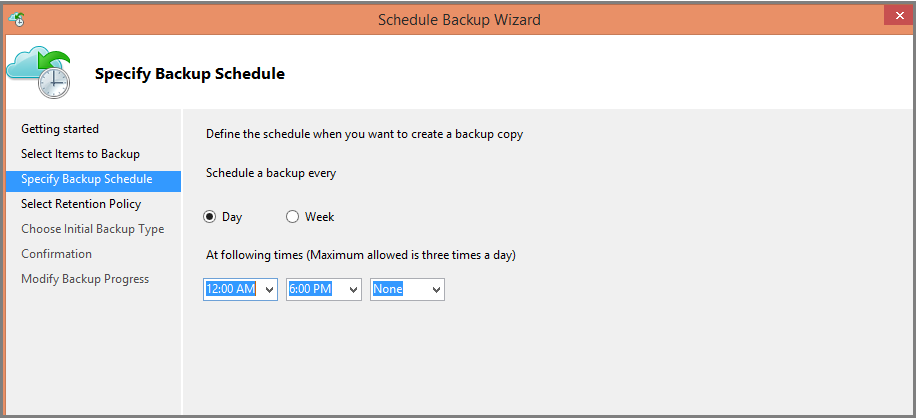 Screenshot shows the daily schedule option.