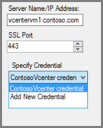 Screenshot shows how to specify the credential.