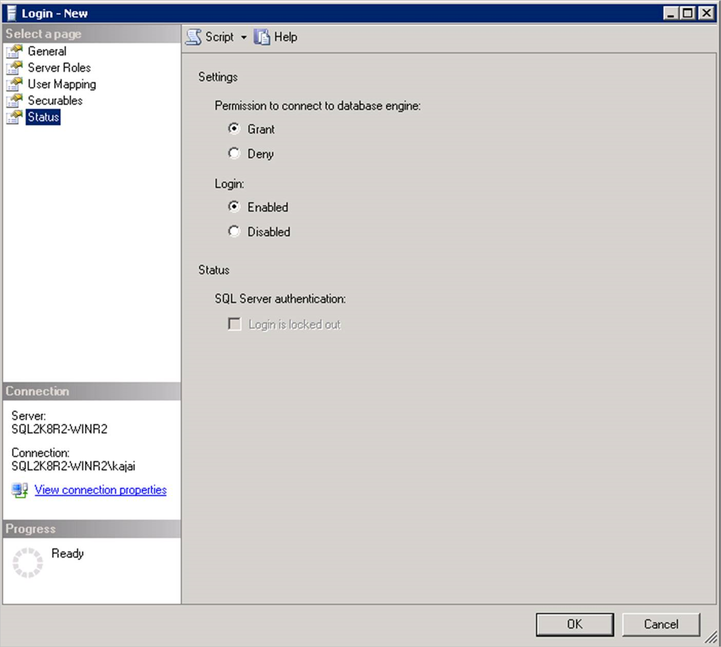 Grant permissions in SSMS