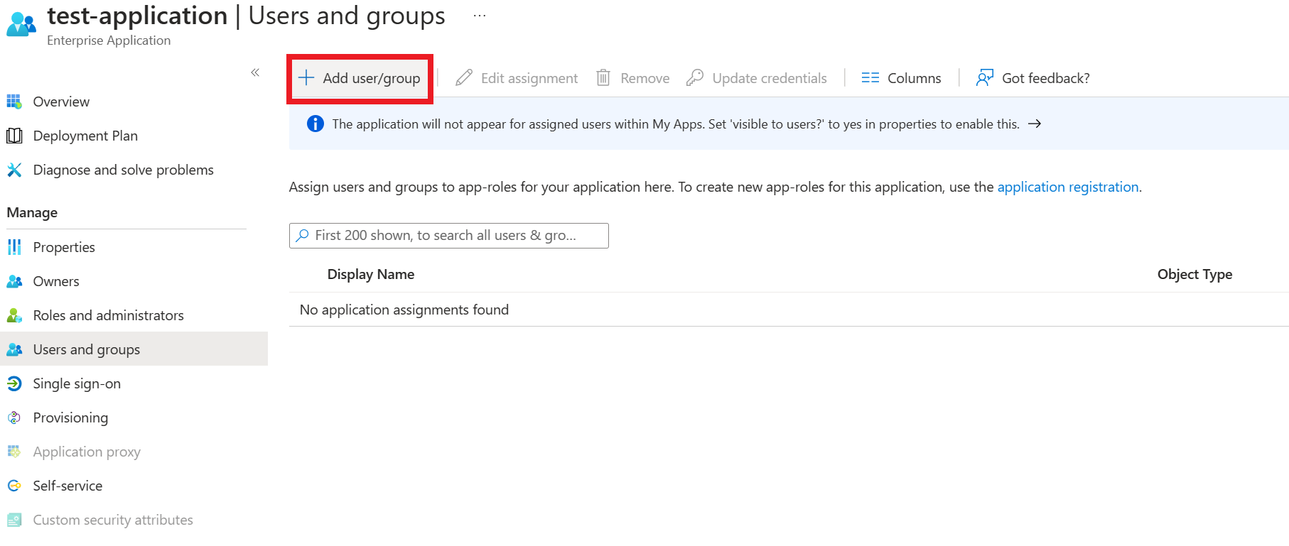 Screenshot of the Add a user/group menu.