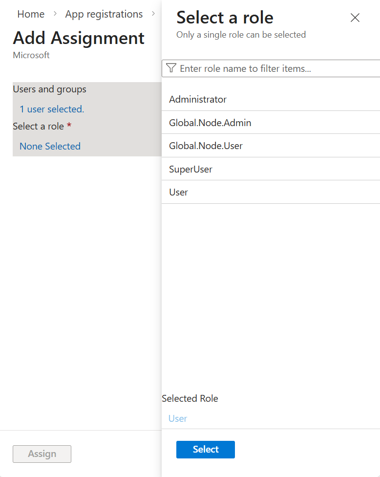 Screenshot of the Add a role assignment completion.