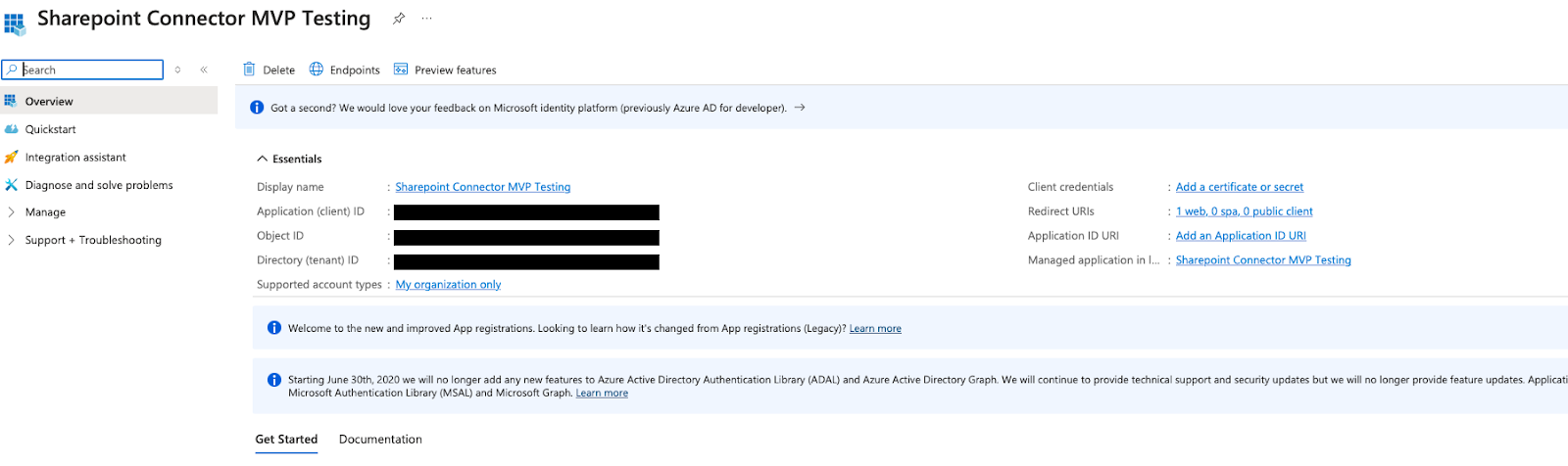 OAuth application details page