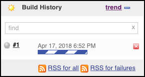 "Build History" information with job status