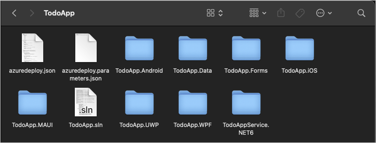 Screenshot of the file explorer for the solution.