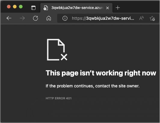 Screenshot of the browser showing an error.