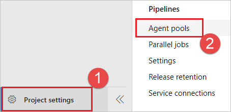 Project settings, Agent pools