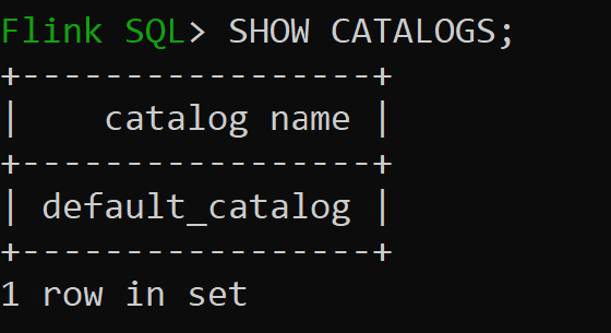 Screenshot showing default hive catalog.