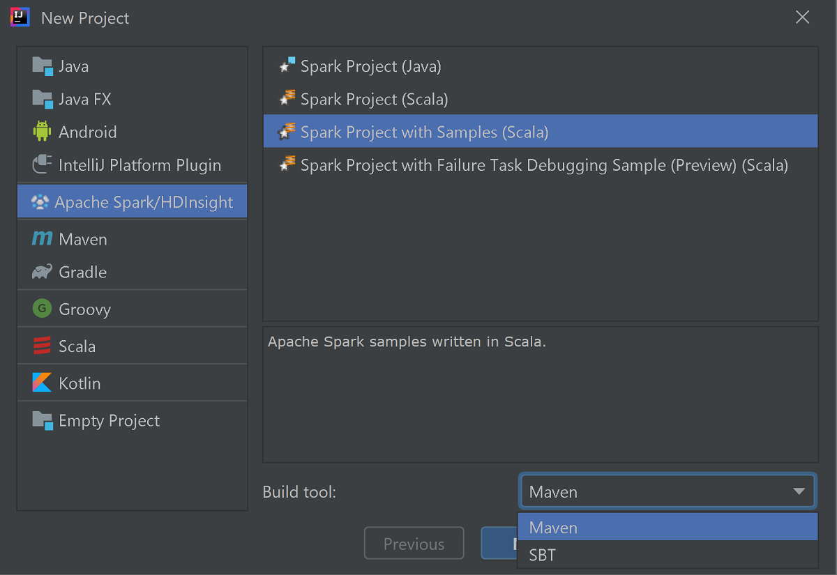 Intellij Create New Project Spark