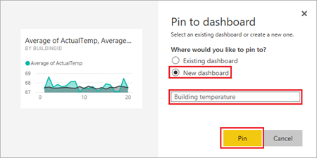 Screenshot showing pin to new dashboard.