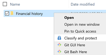 Classify and protect from the File Explorer