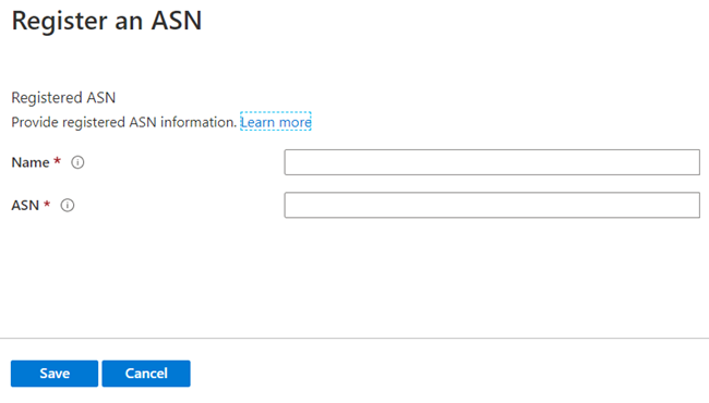 Screenshot shows how to register an ASN in the Azure portal.