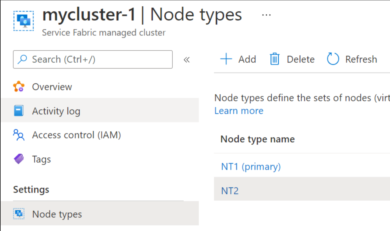 Node Types view