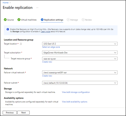  Screenshot of Replication settings tab.