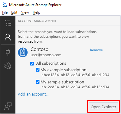 Select Azure subscriptions