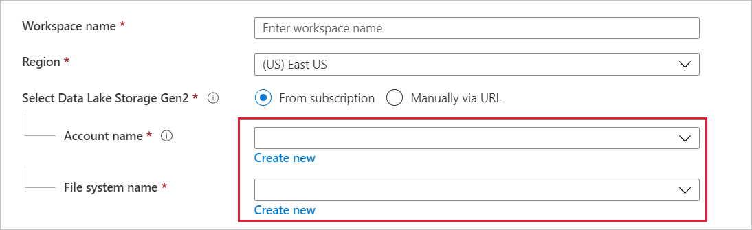 Screenshot of providing the ADLS Gen2 storage account details.