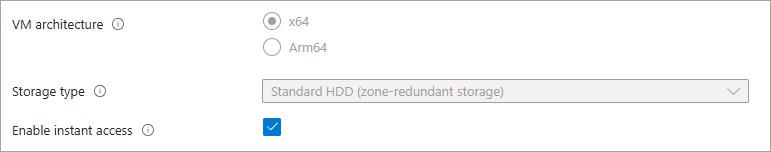 Screenshot displaying enable instant access checked in the snapshot creation process.