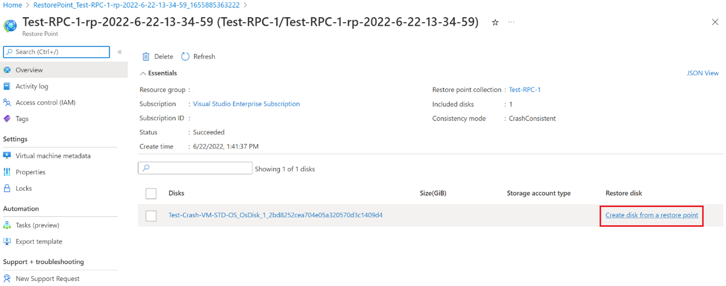 Screenshot of progress of disk creation.