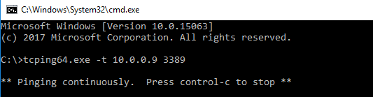 Screenshot shows a command prompt window that is pinging an I P address continuously.