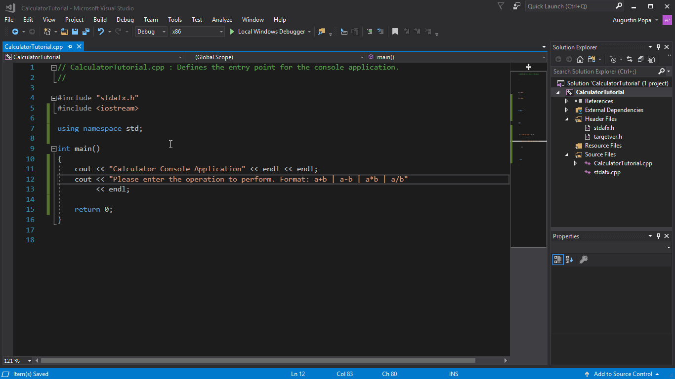 Video showing the process of running the calculator app in the IDE.