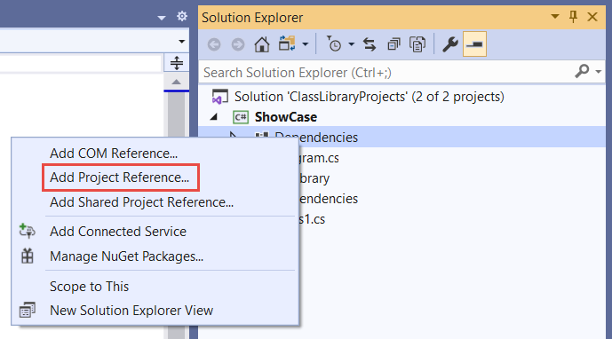 Add reference context menu in Visual Studio