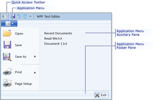 Ribbon Application Menu Ribbon Application Menu