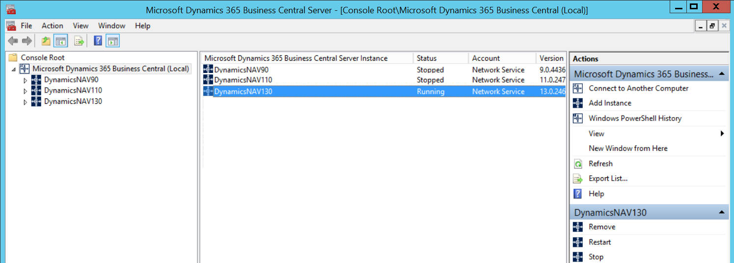 ConsoleRootExp Console root with two server instances.