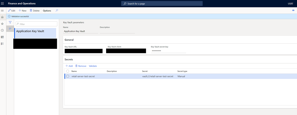 Screenshot of Key Vault Secrets page with secret selected.
