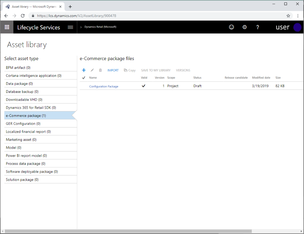 Screenshot of upload successfully processed in LCS asset library.