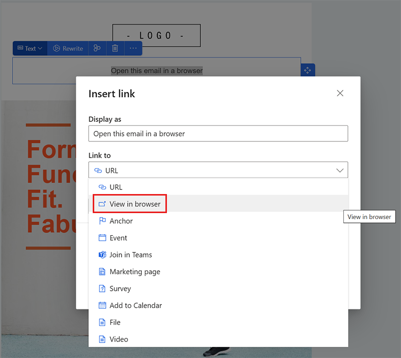 Use the link dropdown and select view in browser Use the link dropdown and select view in browser
