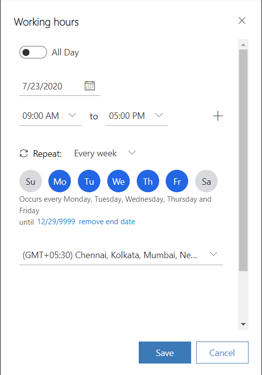 Create a operating hour schedule Create an operating hour schedule.