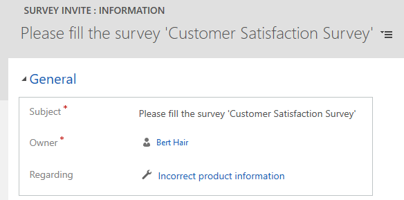 Survey invitation record.