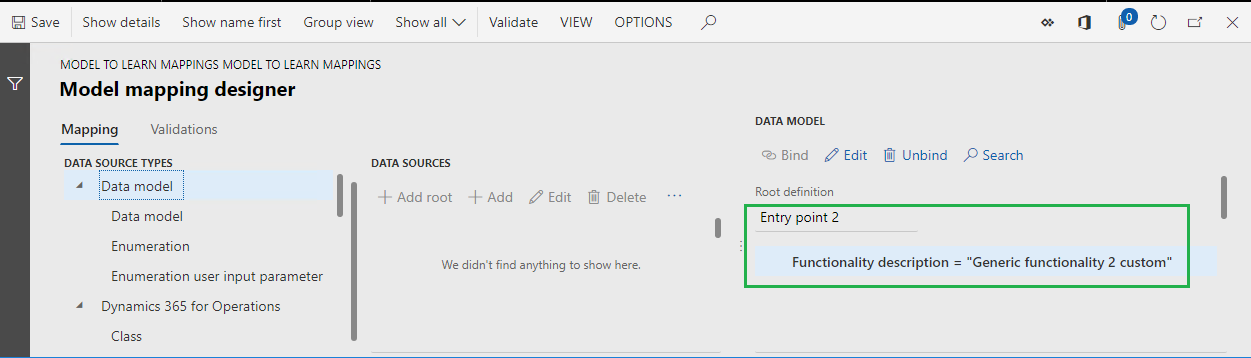 ER model mapping designer page, Generic functionality 2 custom formula.