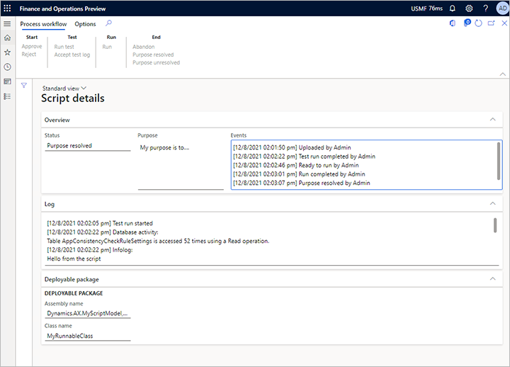 Script details page Script details page.