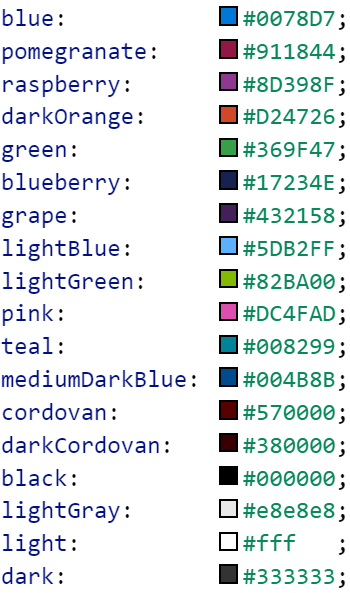Image of available foreground colors.