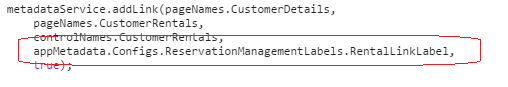 metadataService.addLink with a call to the config object.