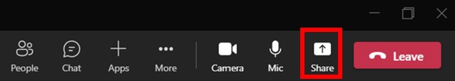 Share tray button Screenshot of the share tray button.