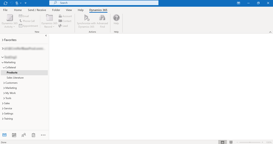 Dynamics 365 Organization folder shows empty pages Dynamics 365 Organization folder shows empty pages.